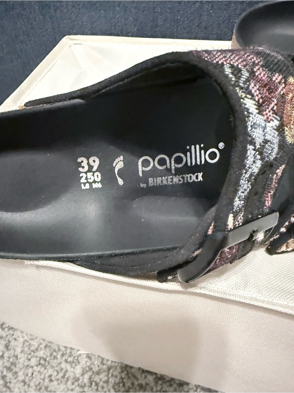 Birkenstock Floral Tapestry Double-Buckle Mules in Black - Picture 4 of 6